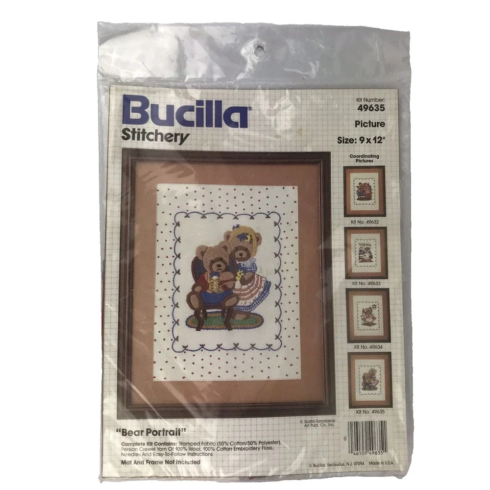 Bucilla Stitchery Embroidery Kit Bear Portrait # 49635 Picture 9x12